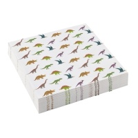 Serviettes de table Dinosaure préhistorique 12.5 x 12.5 cm - 20 pièces