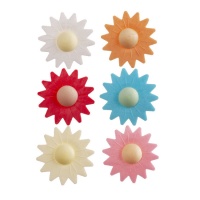 Gaufrettes de fleurs de marguerites de 6 couleurs assorties 4,5 cm - Dekora - 100 unités