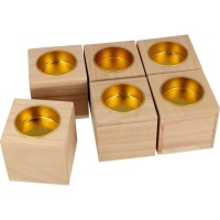 Bougeoir carré en bois 6 x 6 cm - 6 unités