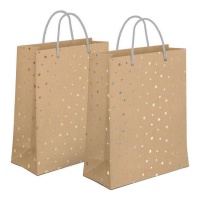 32 x 26 x 10 cm sac cadeau kraft avec étoiles - 1 pc.