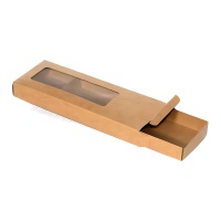 Boîte à nougat en kraft avec fenêtre 25,5 x 9 x 3 cm - Pastkolor