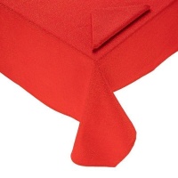 Nappe en tissu rouge lurex 1,50 m rond avec 4 serviettes de table