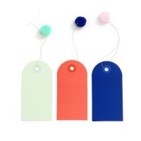 Etiquettes cadeaux avec pompons - 3 pcs.