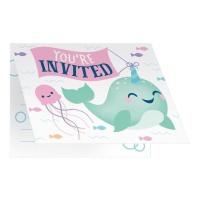 Invitations Narwhal - 8 pièces
