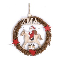 Pendentif couronne de Noël Père Noël 17 cm