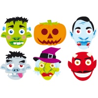 Masques de monstres d'Halloween en carton - 6 pcs.