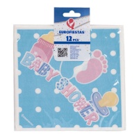 Serviettes de table Baby Shower 16,5 x 16,5 cm cake - 12 pcs.