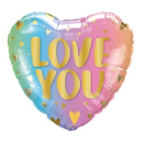 Love You Multicoloured Heart Balloon 43 cm