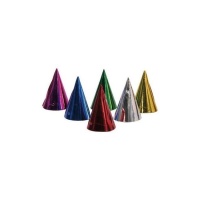 Chapeaux de fête métalliques en couleurs assorties - 6 pcs.