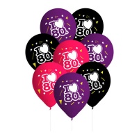 Ballons en latex 80's 27 cm - 8 unités