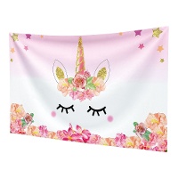 Décor mural de licorne rose 1,20 x 0,68 m