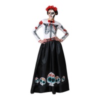 Costume de catrina noir et blanc pour femme