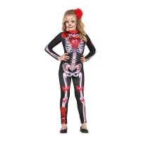 Costume de Catrina rouge et noir pour filles