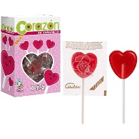 Sucettes en forme de coeur doré - emballage individuel - coeur de caramel Cerdán - 110 unités