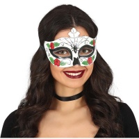 Masque Catrina avec araignée et fleurs