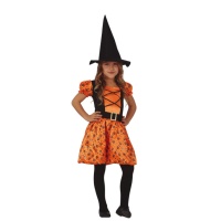 Costume de sorcière-citrouille orange pour filles