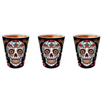 Verres à cocktail Jour des Morts en PVC 6 cm - Guirca - 3 unités