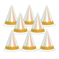 Chapeaux à gâteaux avec bordure dorée - 8 pièces