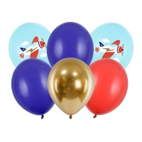 Ballons en latex Aviateurs 30 cm - PartyDeco - 6 unités