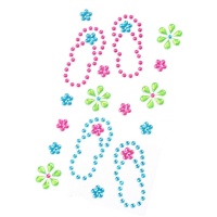 Bijoux de corps et sandales à fleurs adhésives en couleurs assorties
