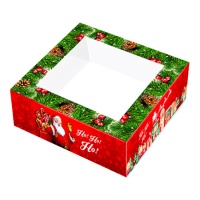 Boîte à gâteaux décorée Père Noël 20 x 20 x 7,5 cm - 1 unité