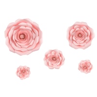 Fleurs décoratives en papier rose - 5 pcs.