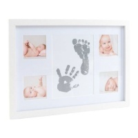 Cadre multi-photos en bois blanc pour 4 photos 8 x 8 cm et 1 photo 15 x 20 cm - DCasa