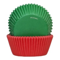 Capsules à cupcakes rouges et vertes - FunCakes - 48 pcs.
