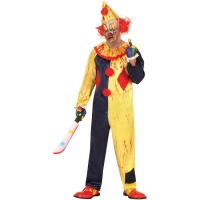 Costume de clown tueur jaune avec chapeau pour adultes