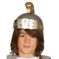 Casque romain en argent et en or pour enfant