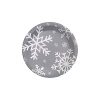 Assiettes métalliques argentées avec flocons de neige 18 cm - 8 pièces