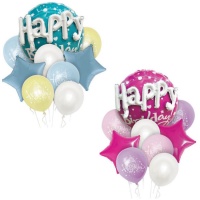 Bouquet Bon Anniversaire avec lettres gaufrées - 9 pcs.