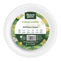 Assiettes rondes en carton blanc compostable de 17 cm - 10 pcs.