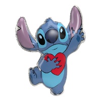 Ballon en forme de Stitch avec un coeur de 78 x 74 cm