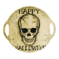 Plateau à crâne et corneille avec poignées Happy Halloween 30cm
