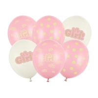 Ballons en latex Its a Girl 30 cm - PartyDeco - 6 pcs.