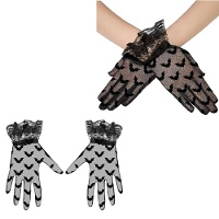Gants courts avec des chauves-souris noirs de 22 cm