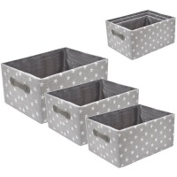 Paniers en tissu gris avec étoiles - 3 pcs.