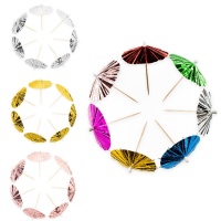 Pics de couleur métallique de 10 cm en forme de parapluie - 10 pcs.