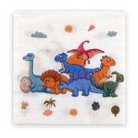 Collection de serviettes Dinosaures 16,5 x 16,5 cm - 12 unités