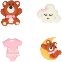 Figurines en sucre Baby Bliss Rose - 8 unités