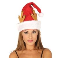 Bonnet de Père Noël avec oreilles de renne 43 cm