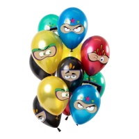 Ballons métallisés super héros 33 cm - 12 unités