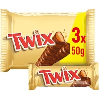 Twix au chocolat au lait et caramel de 50 gr - 3 unités