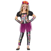 Costume de squelette Flower Catrina pour les filles