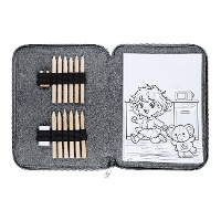 Kit de coloriage avec feuilles, crayons de couleur, gomme et taille-crayon dans un étui en feutre