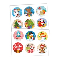 Papier de sucre en mini-disques de Noël de 5,8 cm - 12 pièces