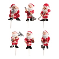 Pics de Père Noël représentant des métiers de 4 cm - Dekora - 72 unités