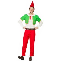 Costume de gnome rouge et vert pour homme