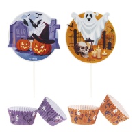 Capsules à cupcakes avec pics Halloween effrayants - 24 pcs.